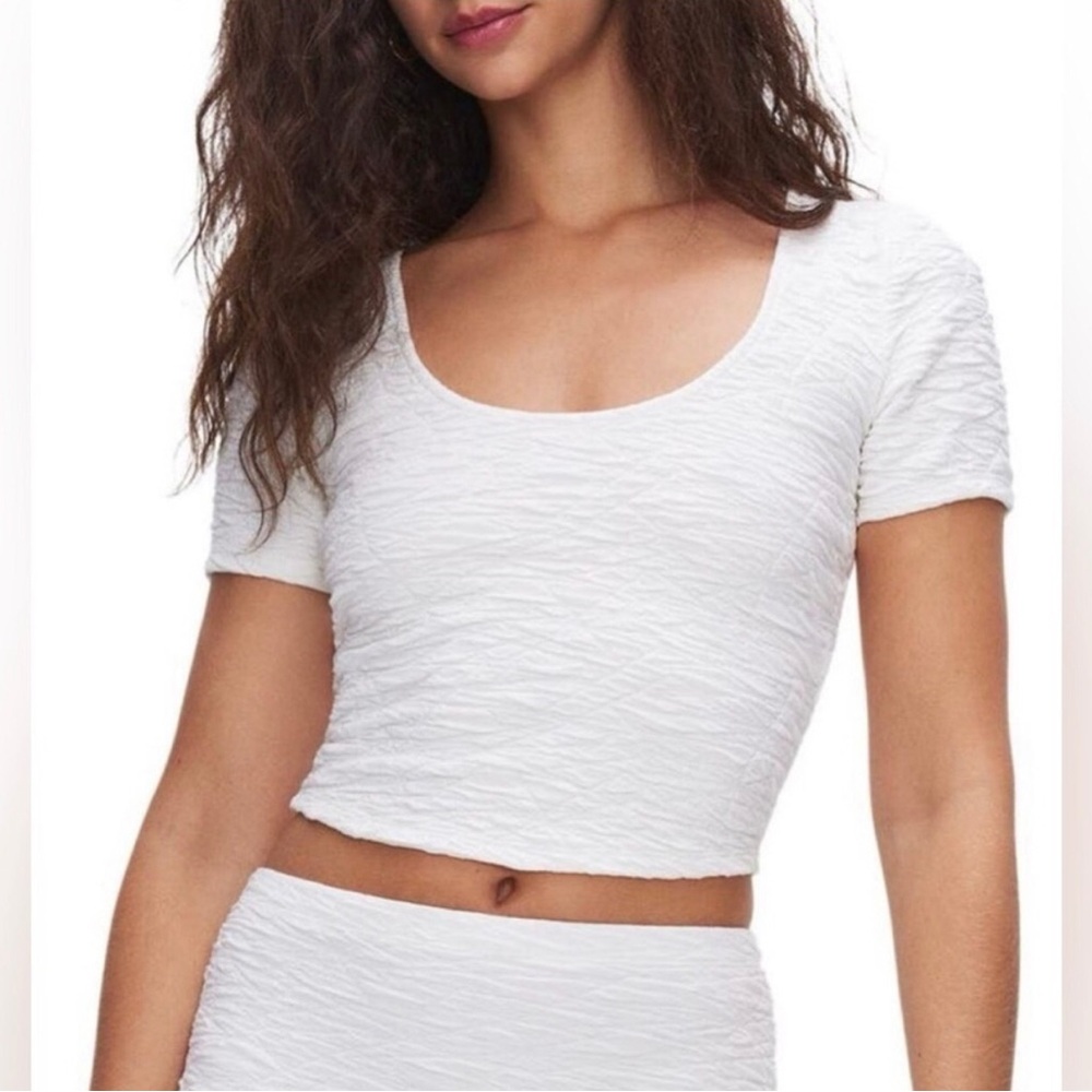 NEW Good American White Textured Crop Top XS